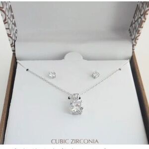 Giani Bernini Elegant Silver Cubic Zirconia Necklace and Earring Set